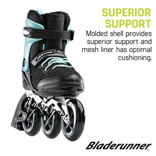 Bladerunner by Rollerblade Formula 100 Women's Adult Fitness Inline Skate, Black and Light Blue, Inline Skates