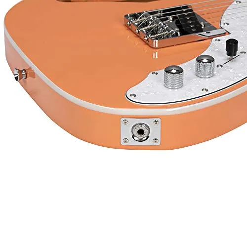 Bysesion Semi-Hollow Electric Guitar F Hole SS Pickups Maple Fingerboard White Pearl Pickguard Orange-red