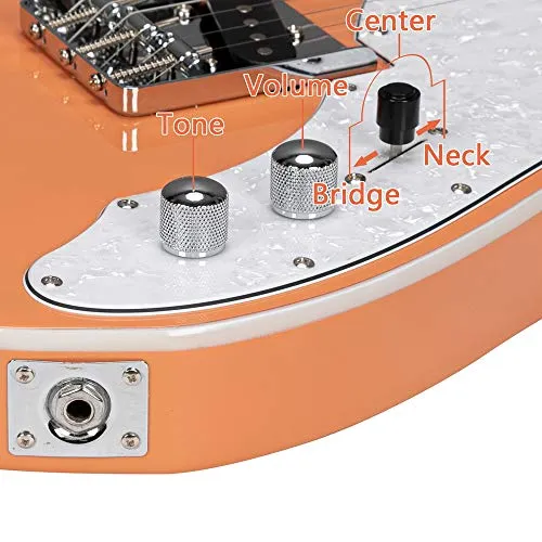 Bysesion Semi-Hollow Electric Guitar F Hole SS Pickups Maple Fingerboard White Pearl Pickguard Orange-red