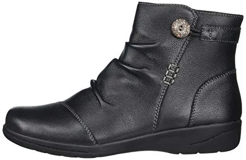 Clarks Women's Cheyn Zoe Ankle Boot, Black Leather, 7.5 Wide