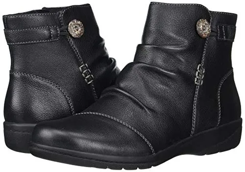 Clarks Women's Cheyn Zoe Ankle Boot, Black Leather, 7.5 Wide