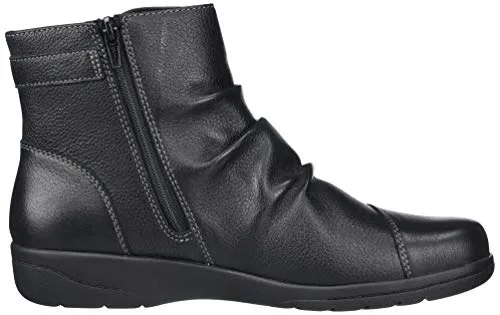 Clarks Women's Cheyn Zoe Ankle Boot, Black Leather, 7.5 Wide