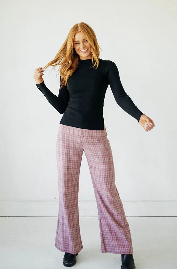 College Years Dusty Mauve Gingham Pants - FINAL SALE