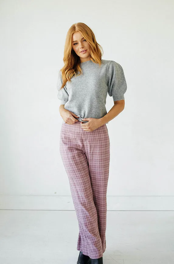 College Years Dusty Mauve Gingham Pants - FINAL SALE