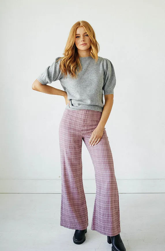 College Years Dusty Mauve Gingham Pants - FINAL SALE