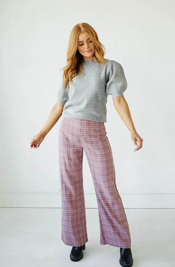 College Years Dusty Mauve Gingham Pants - FINAL SALE