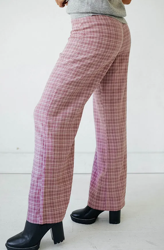 College Years Dusty Mauve Gingham Pants - FINAL SALE