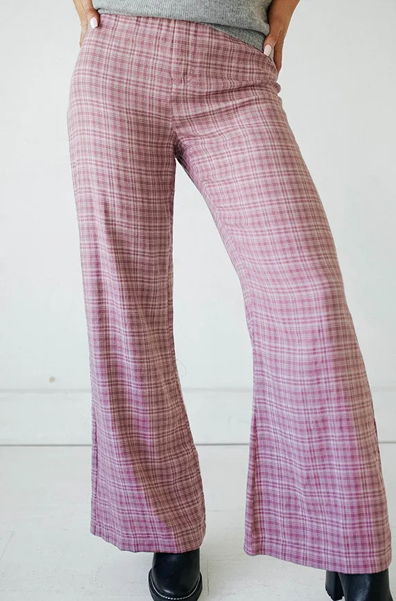 College Years Dusty Mauve Gingham Pants - FINAL SALE