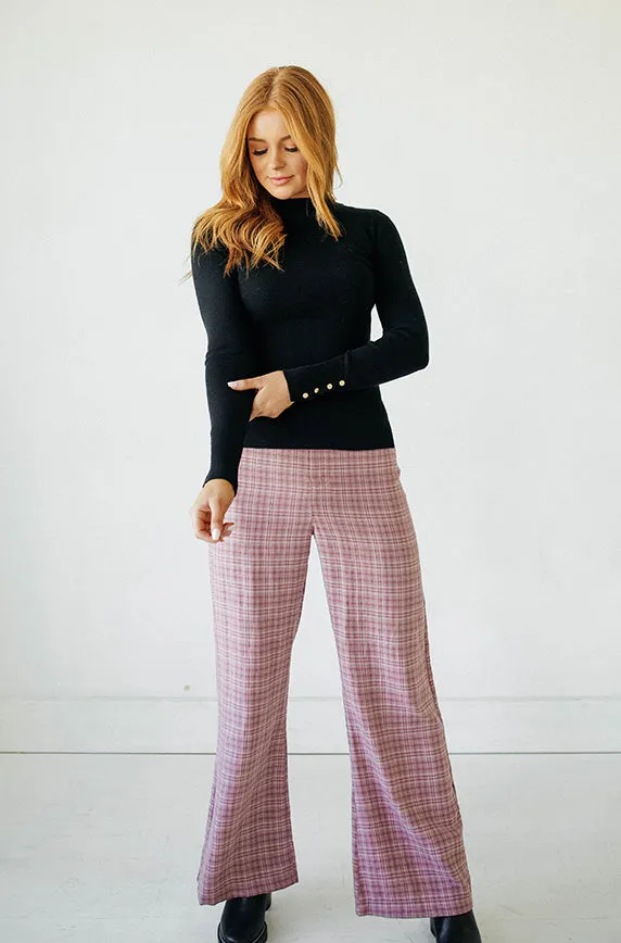 College Years Dusty Mauve Gingham Pants - FINAL SALE