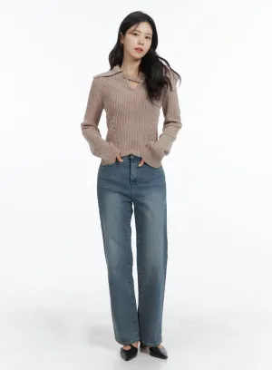 Cotton Washed Straight Leg Pants OM420