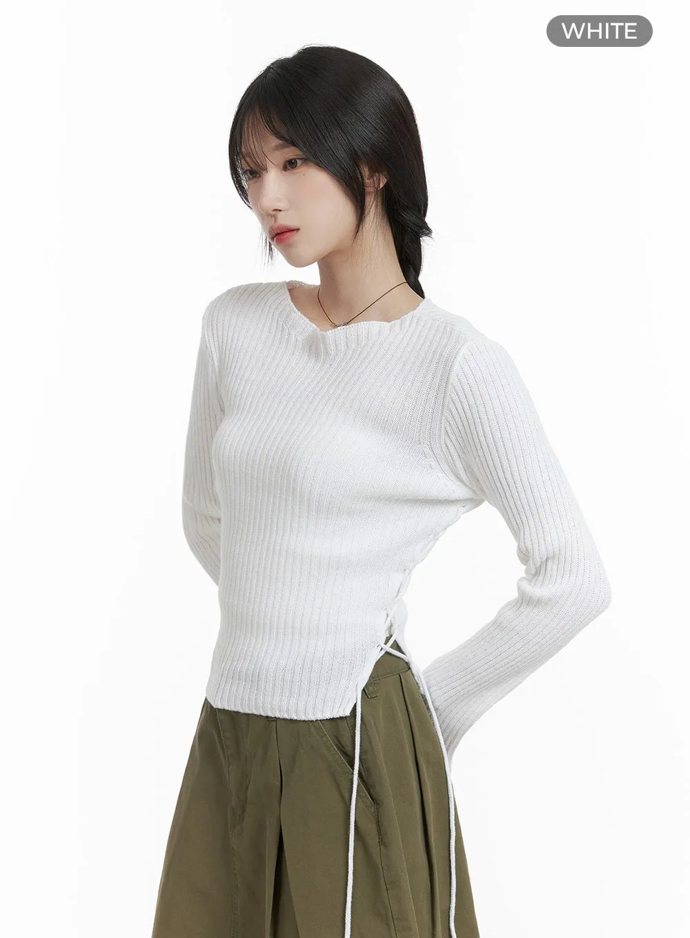 Cut-Out Ribbed Knit Top CA404