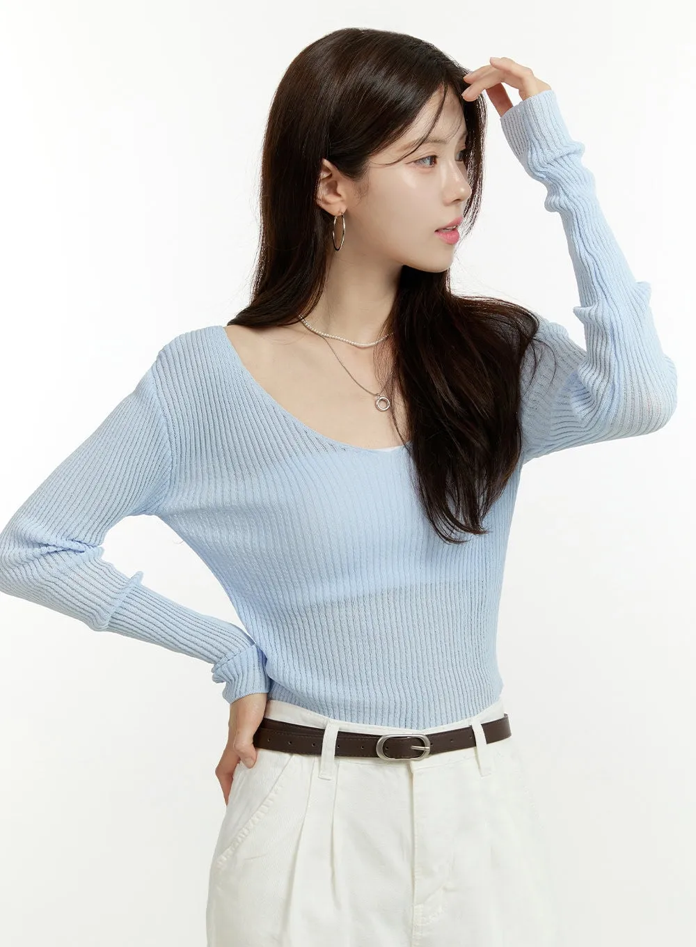 Deep U Neck Summer Sweater OU428