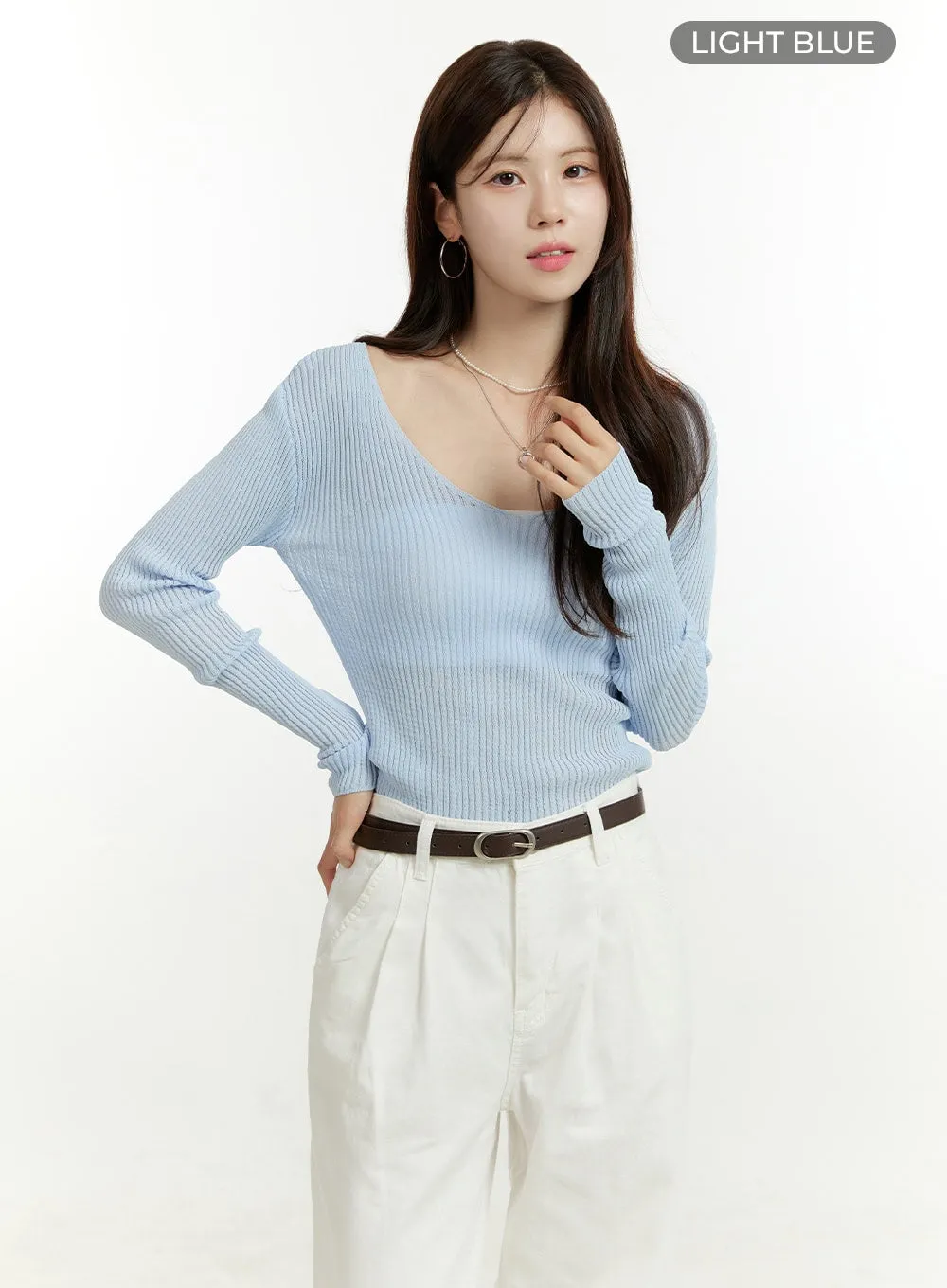 Deep U Neck Summer Sweater OU428