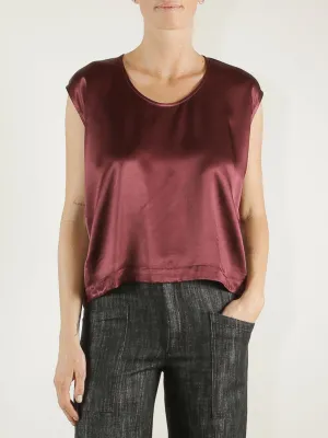 Delphine Cocoon Top in Vintage Satin - Fig