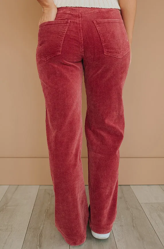 Elise Red Wide Leg Corduroy Pants - FINAL SALE - FINAL FEW