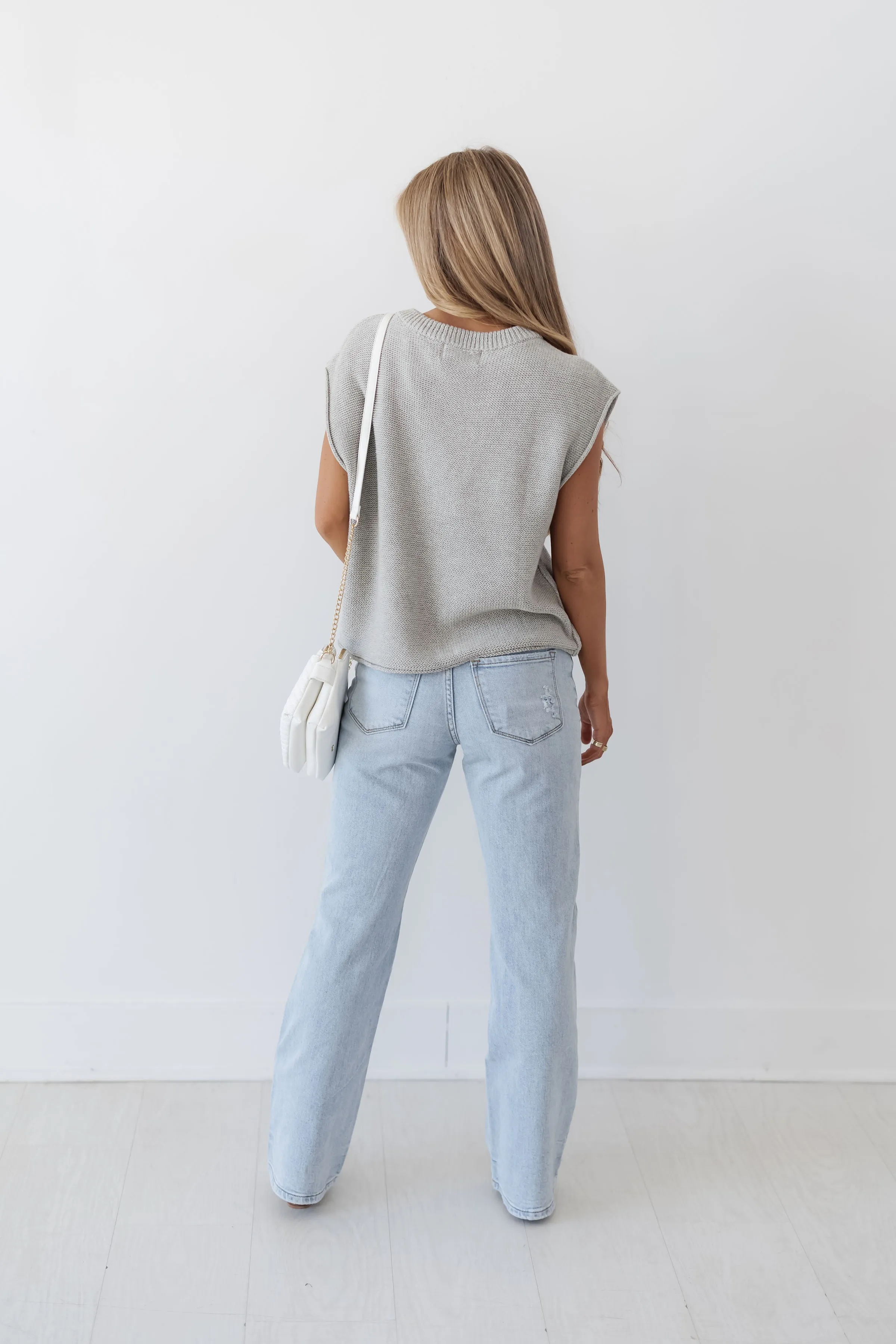 Ellie Sweater Top - Ht. Grey