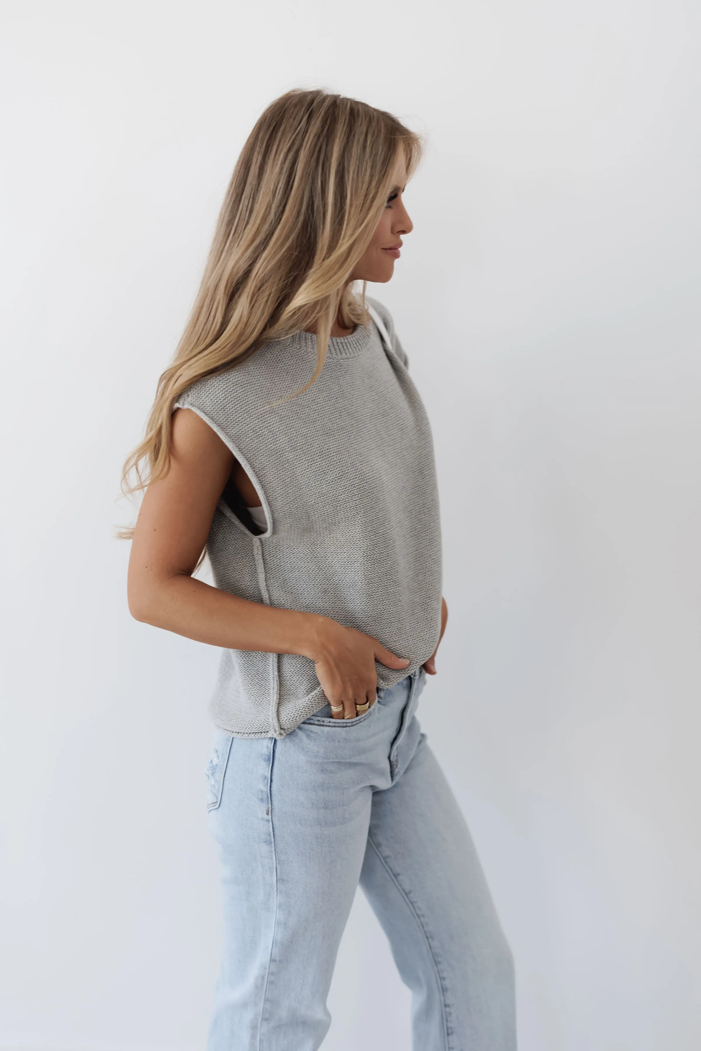 Ellie Sweater Top - Ht. Grey