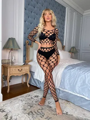 Long Sleeves Lingerie Set Fishnet Bodystocking w563