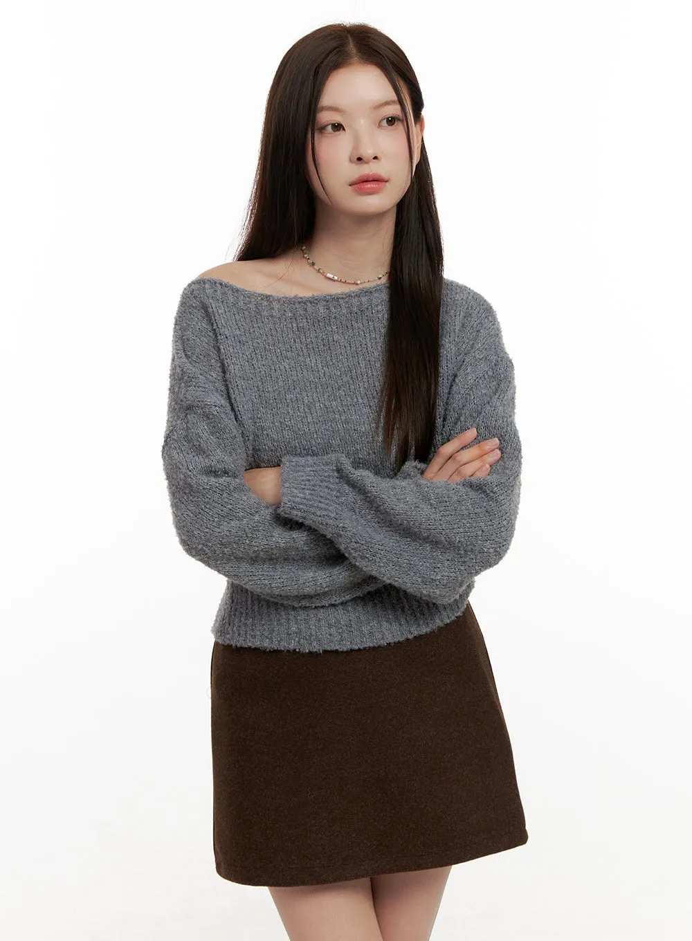 Loose-Fit One-Shoulder Sweater ON422