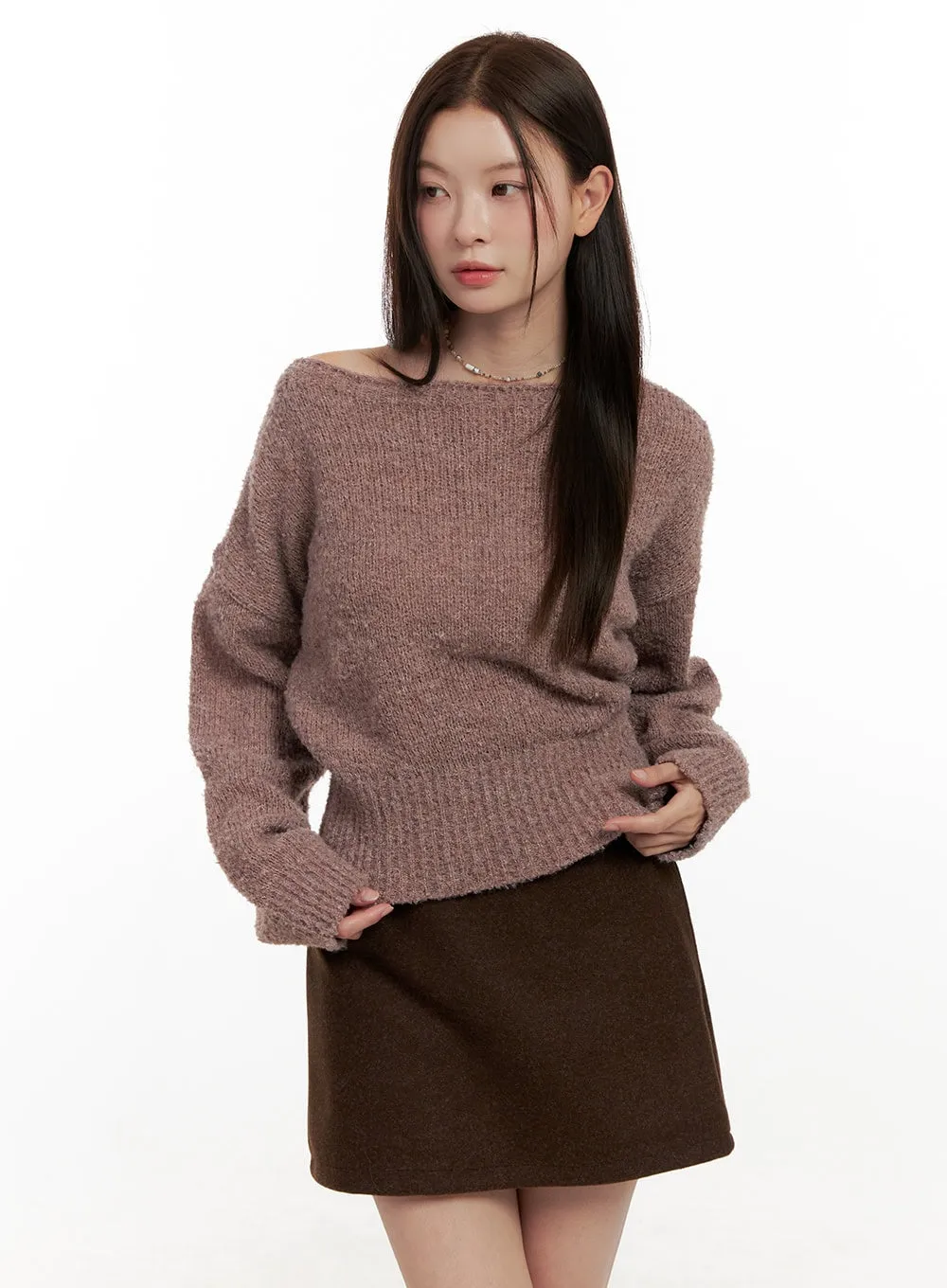 Loose-Fit One-Shoulder Sweater ON422