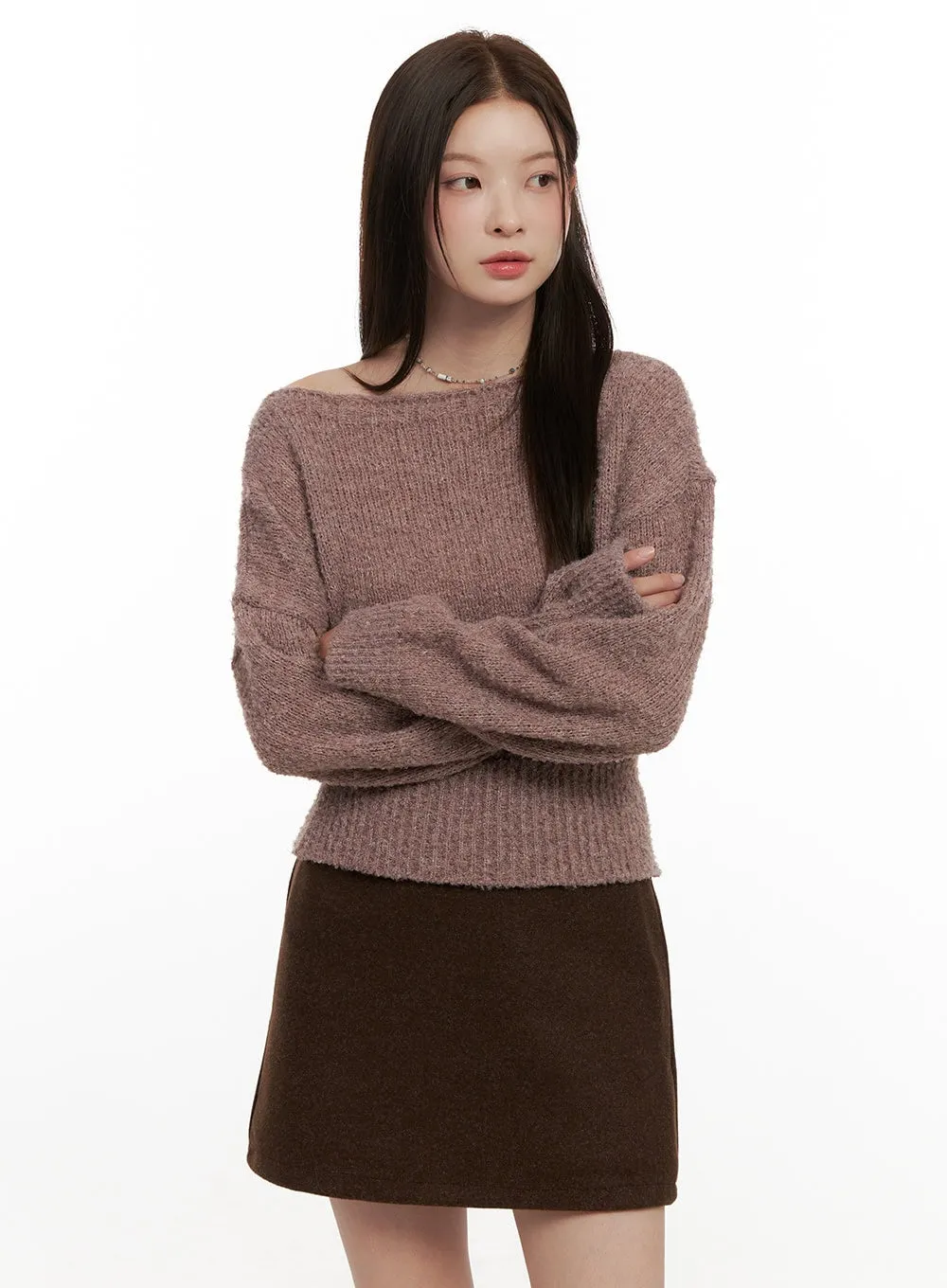 Loose-Fit One-Shoulder Sweater ON422