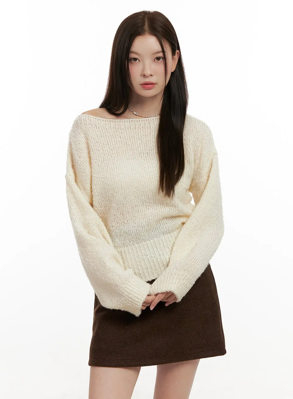 Loose-Fit One-Shoulder Sweater ON422