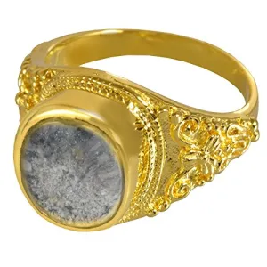 Memorial Gallery 2004Bgp-12 Sterling Silver Ring with Clear Glass Front 14K Gold Plating Pet Jewelry, Size 12