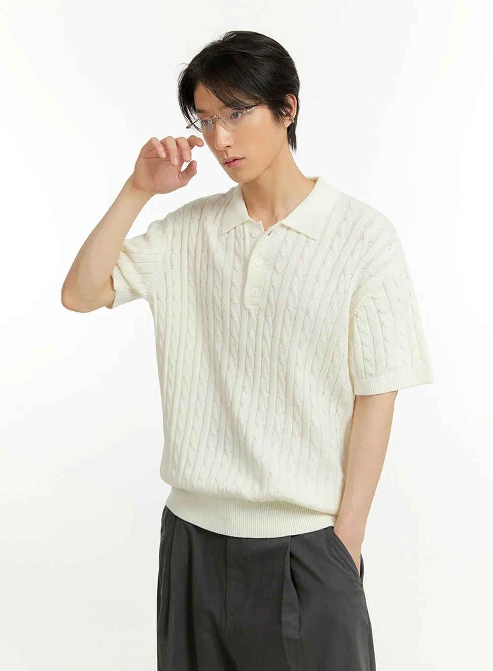 Men's Collared Knit T-Shirt IL418