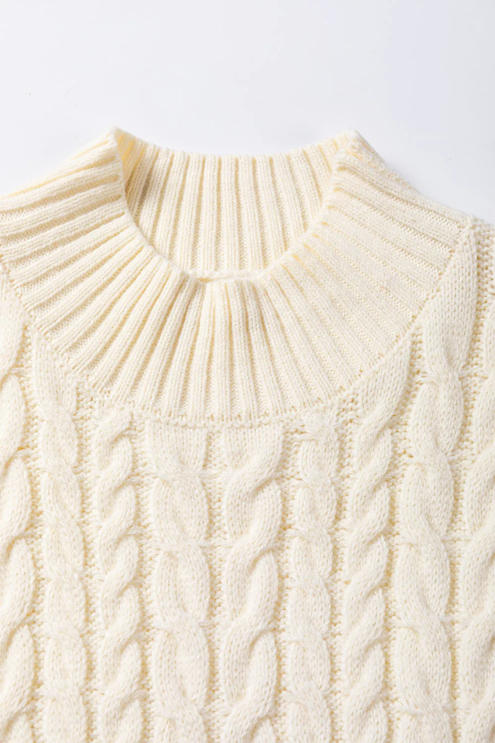 Oatmeal Cable Knit High Neck Sweater Vest