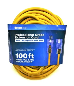 OdorStop Extension Cords with Blue LED Lights on Both Ends (OSEC10100)