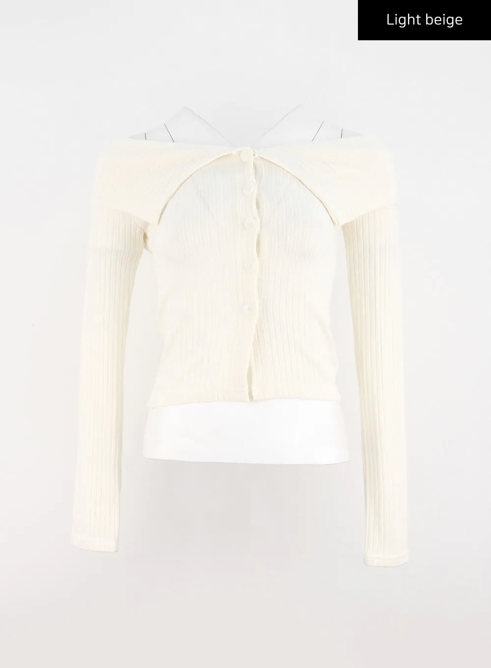 Off-Shoulder Ribbed Cardigan IO324