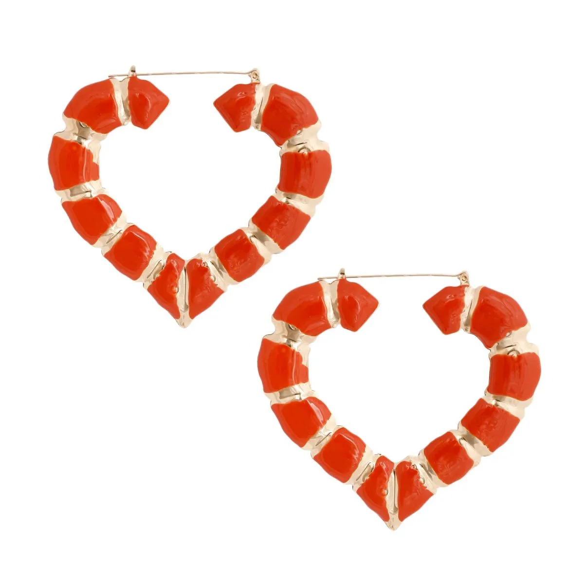 Orange Heart Bamboo Hoops