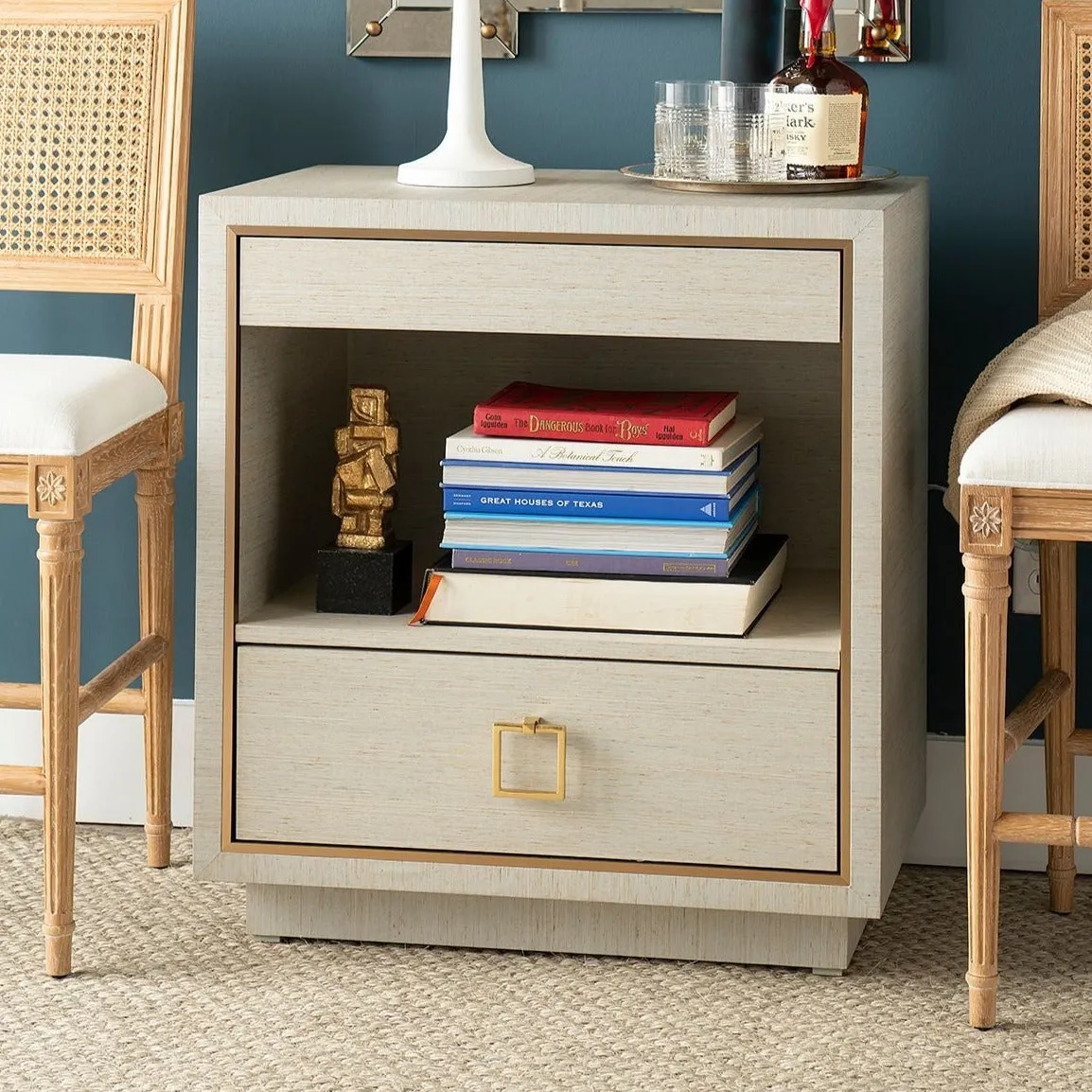 Parker 2 Drawer Side Table Silver Shimmer