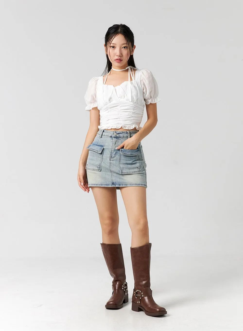 Pocket Denim Mini Skirt CG303