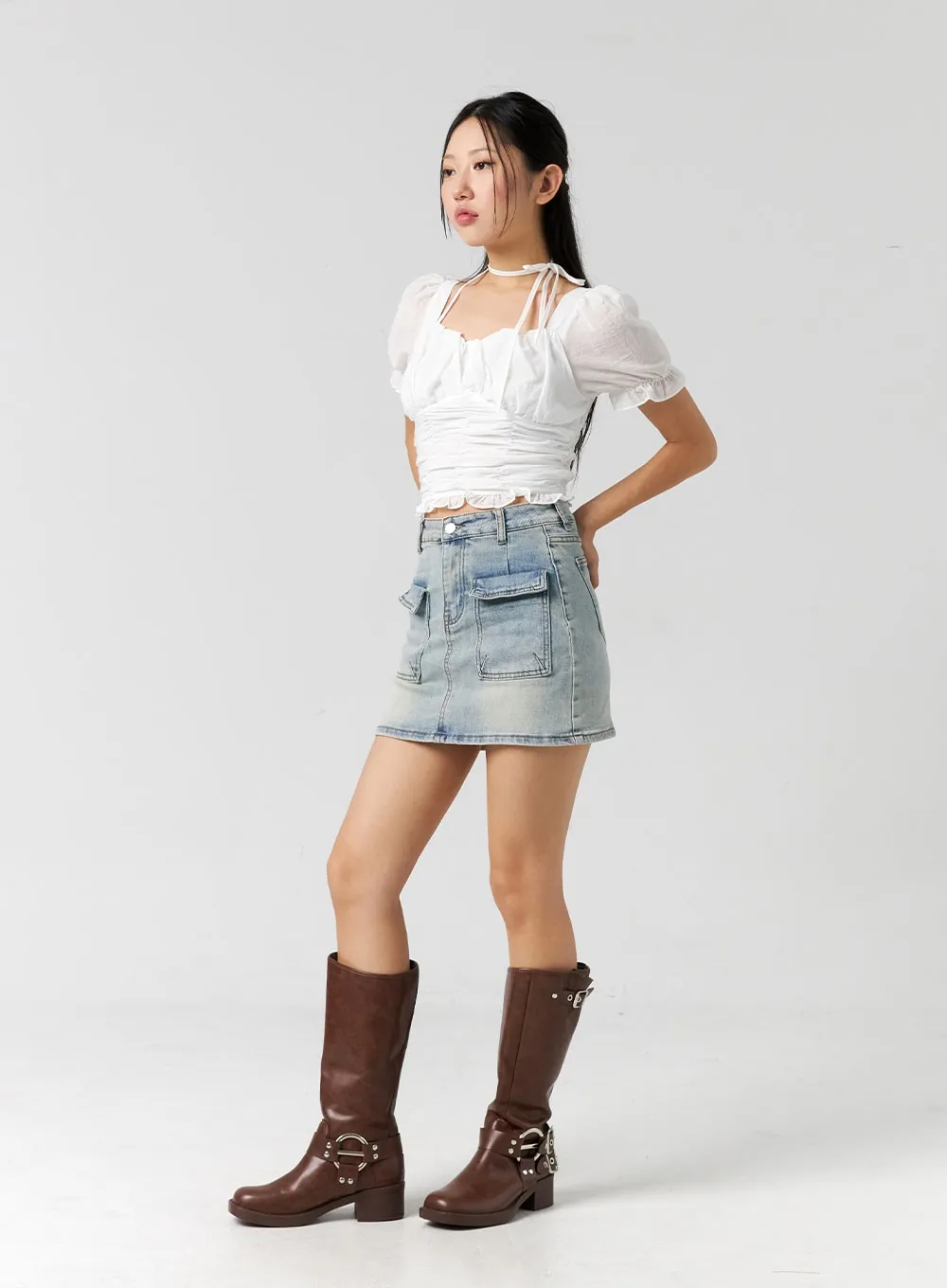 Pocket Denim Mini Skirt CG303