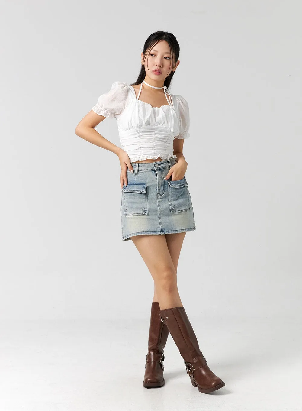 Pocket Denim Mini Skirt CG303