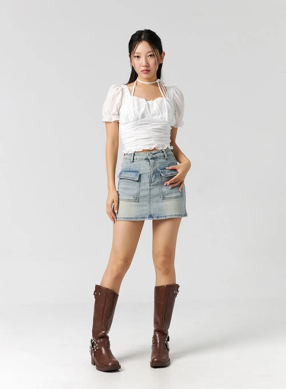 Pocket Denim Mini Skirt CG303