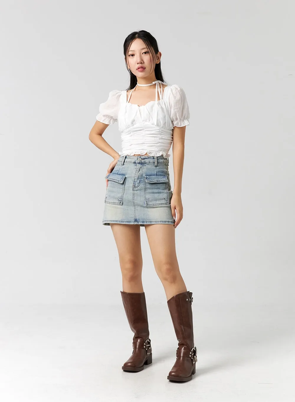 Pocket Denim Mini Skirt CG303