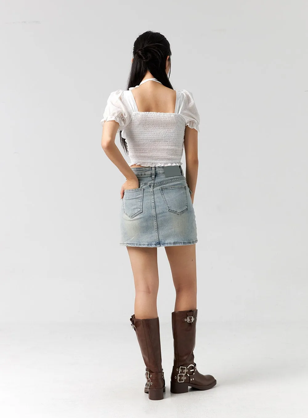 Pocket Denim Mini Skirt CG303