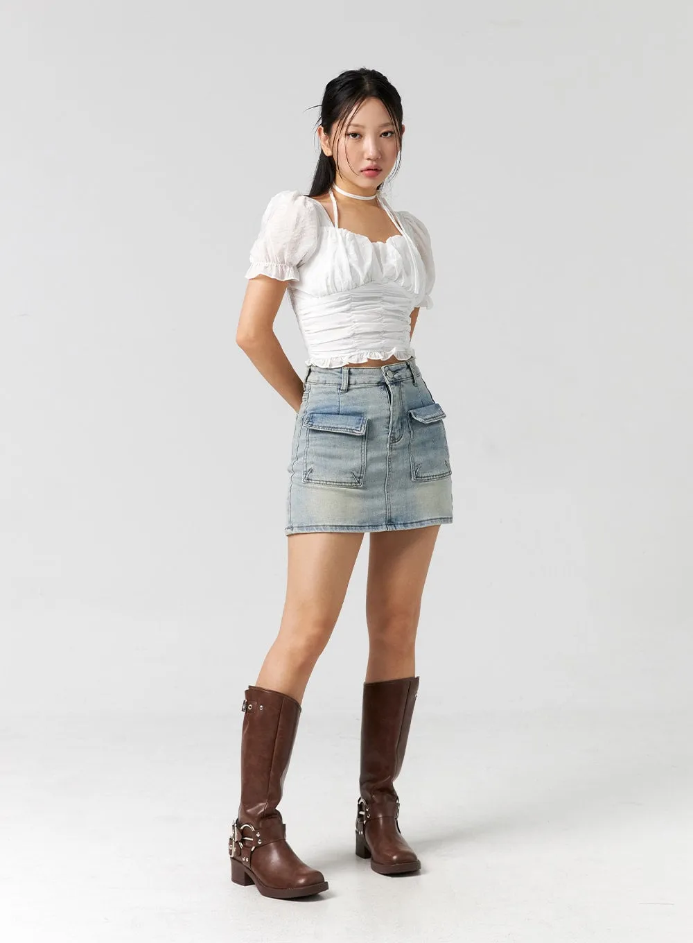 Pocket Denim Mini Skirt CG303