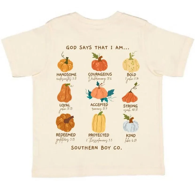 (Pumpkins) God Says That I Am Short Sleeve Kids Tee