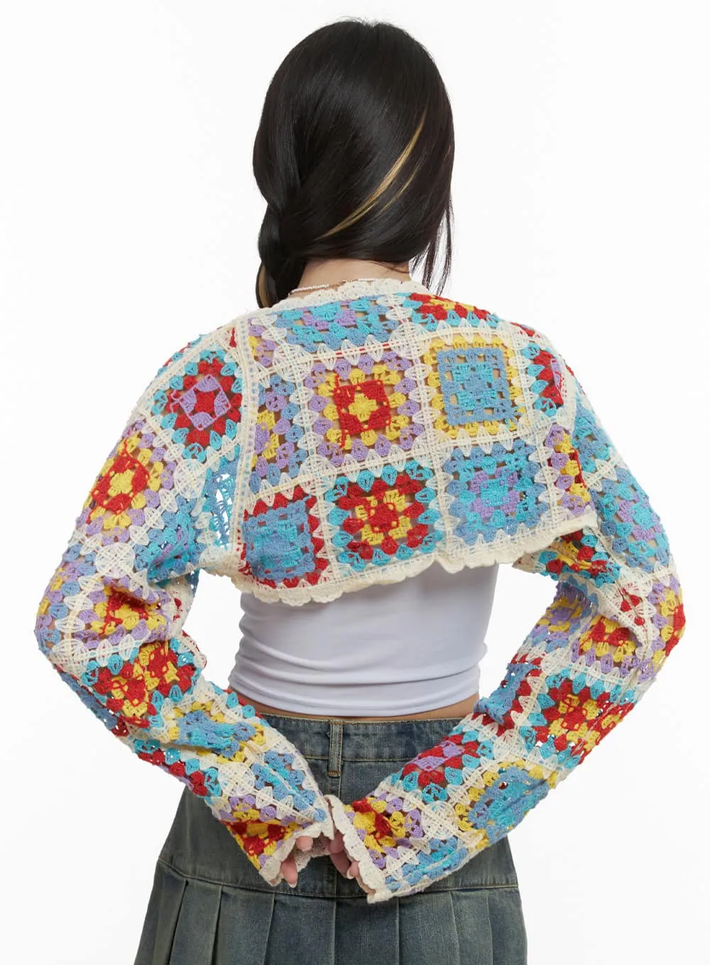 Quilted Crochet Bolero OA426