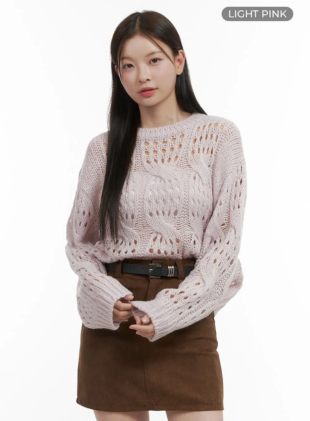 See-Through Hollow Knit Sweater OO416