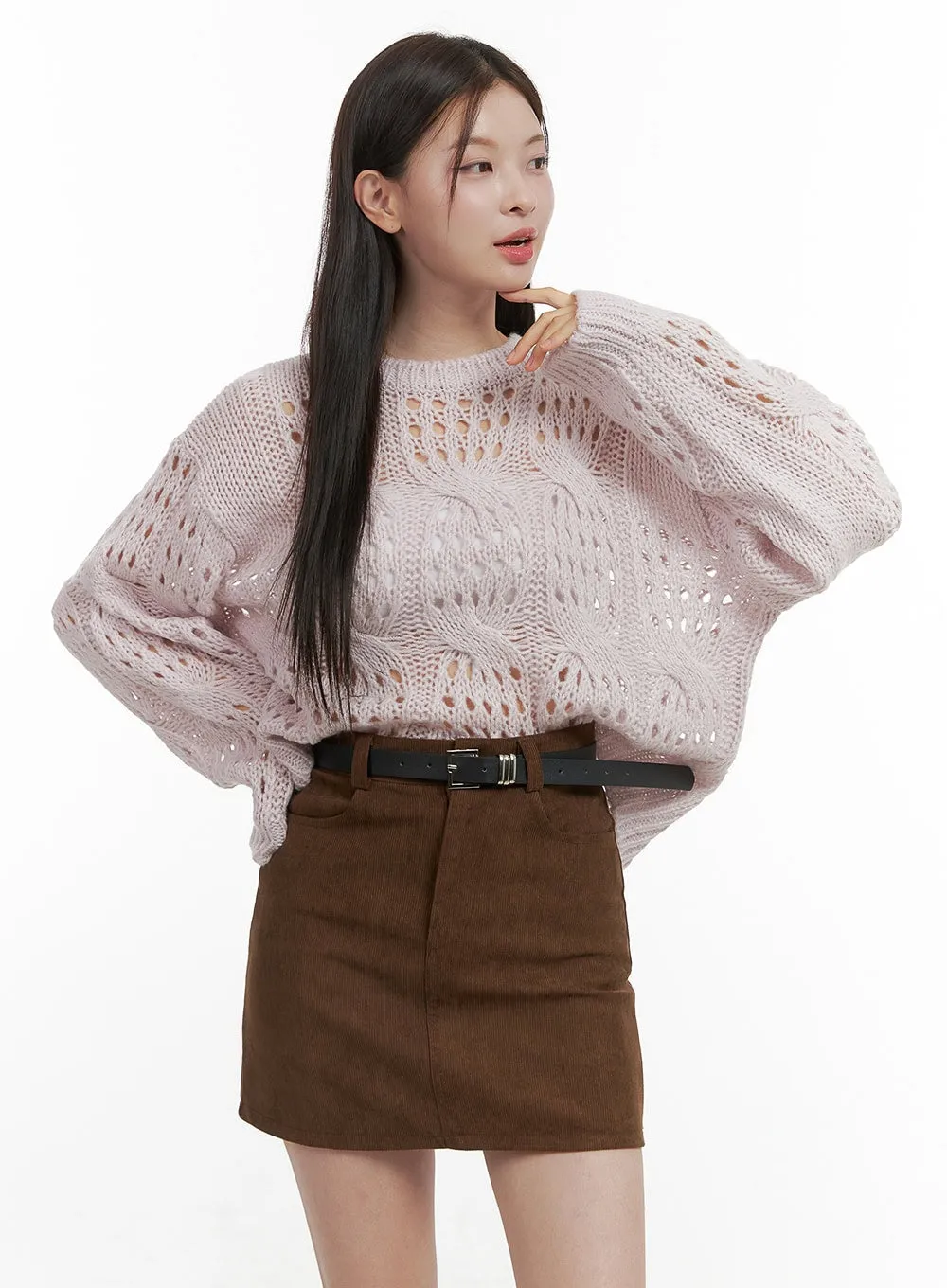 See-Through Hollow Knit Sweater OO416