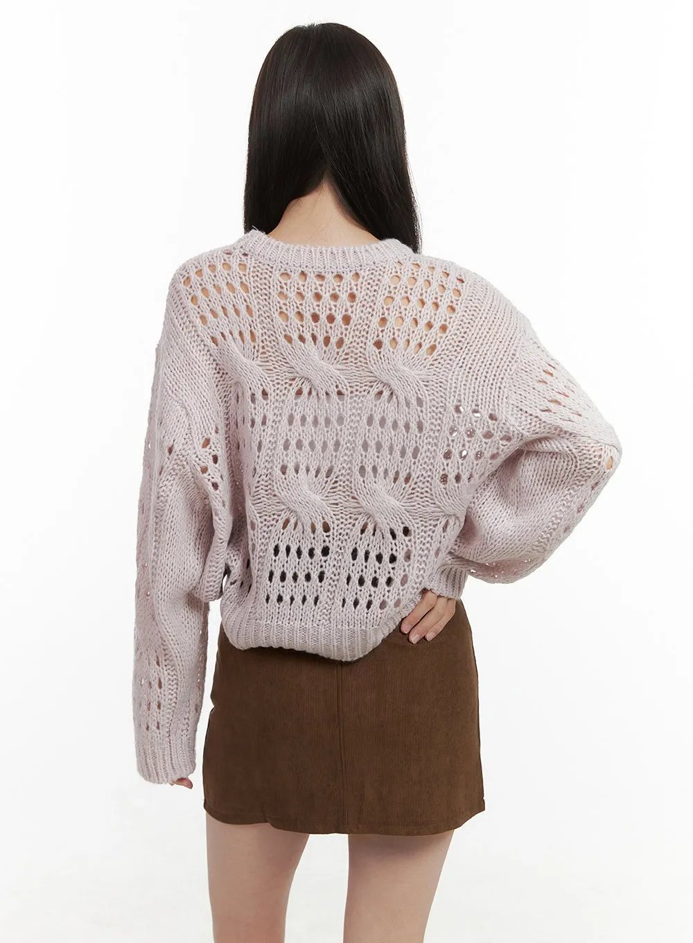 See-Through Hollow Knit Sweater OO416