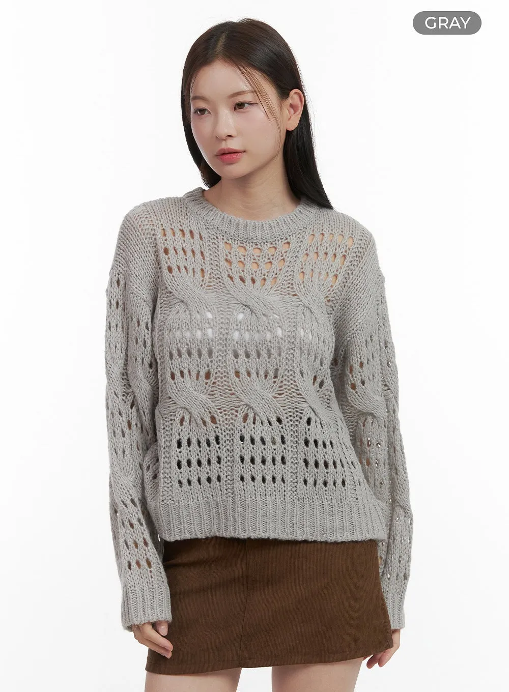 See-Through Hollow Knit Sweater OO416