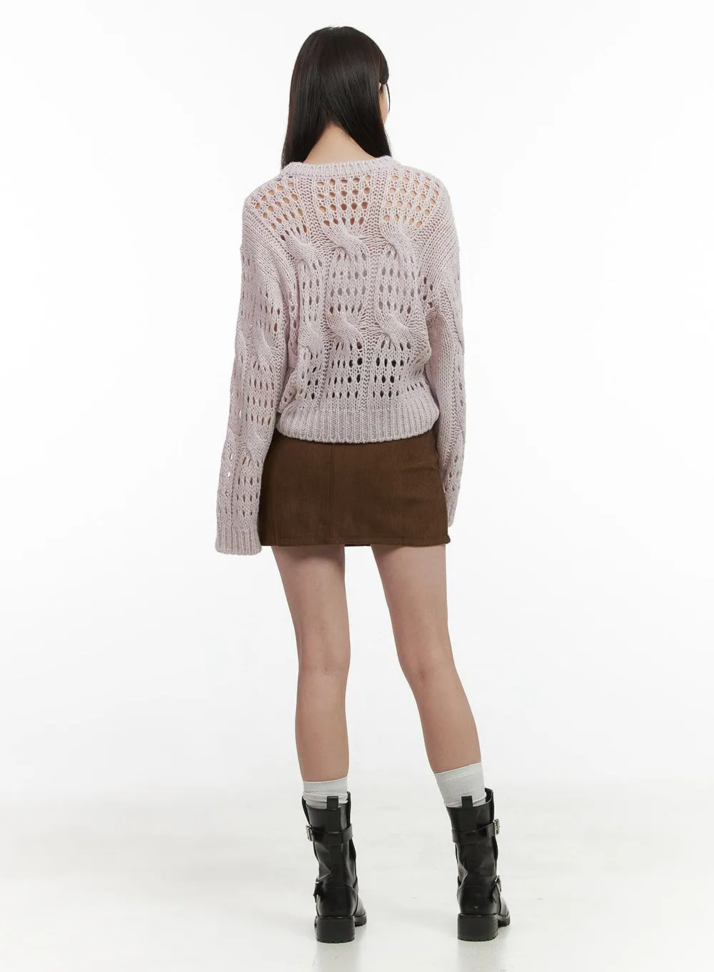 See-Through Hollow Knit Sweater OO416