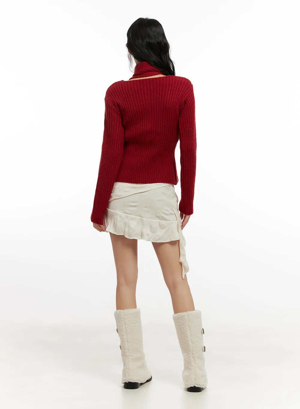 Slit Detail Ribbed Knit Sweater CN413