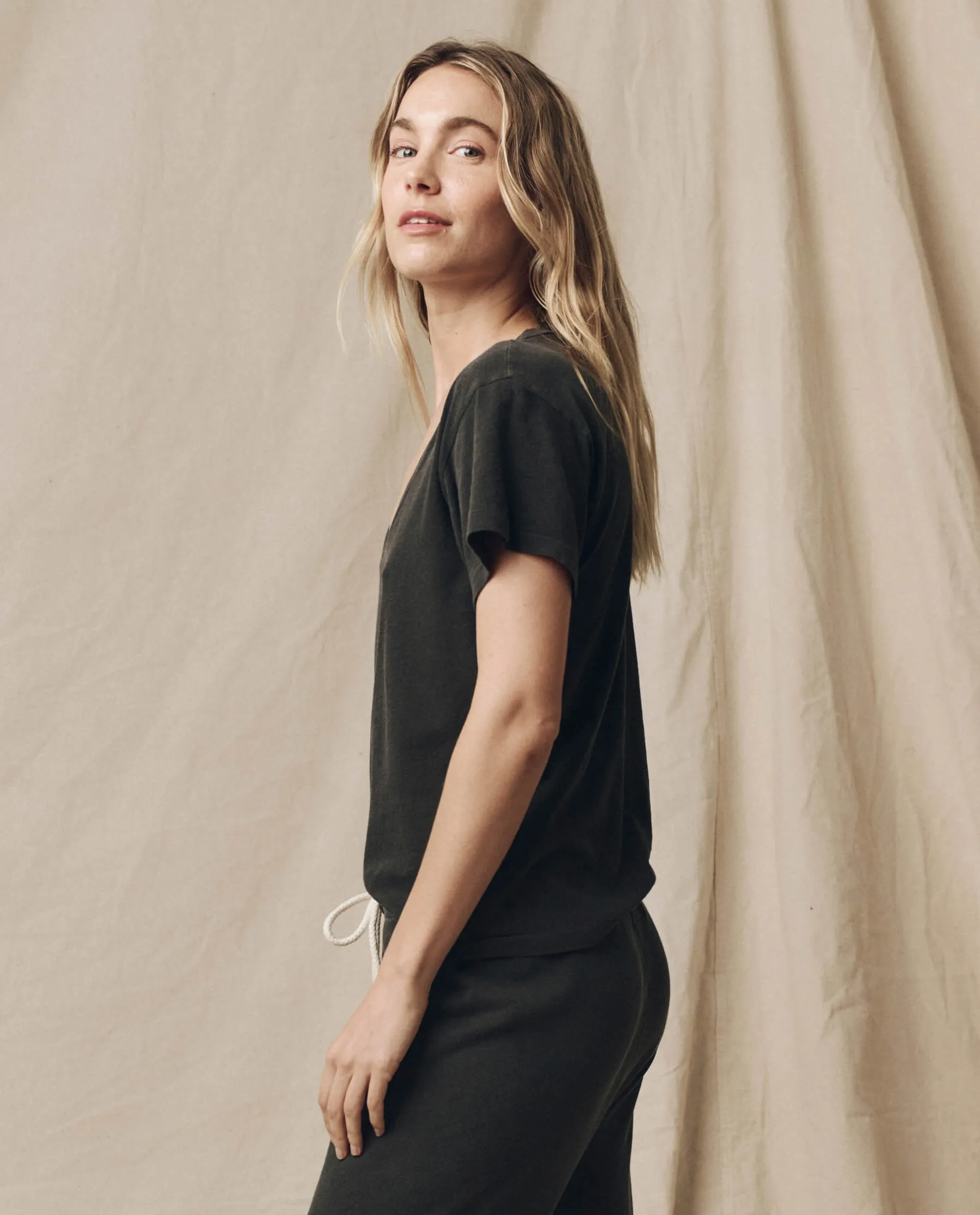 The Slim U-Neck Tee. Solid -- Washed Black