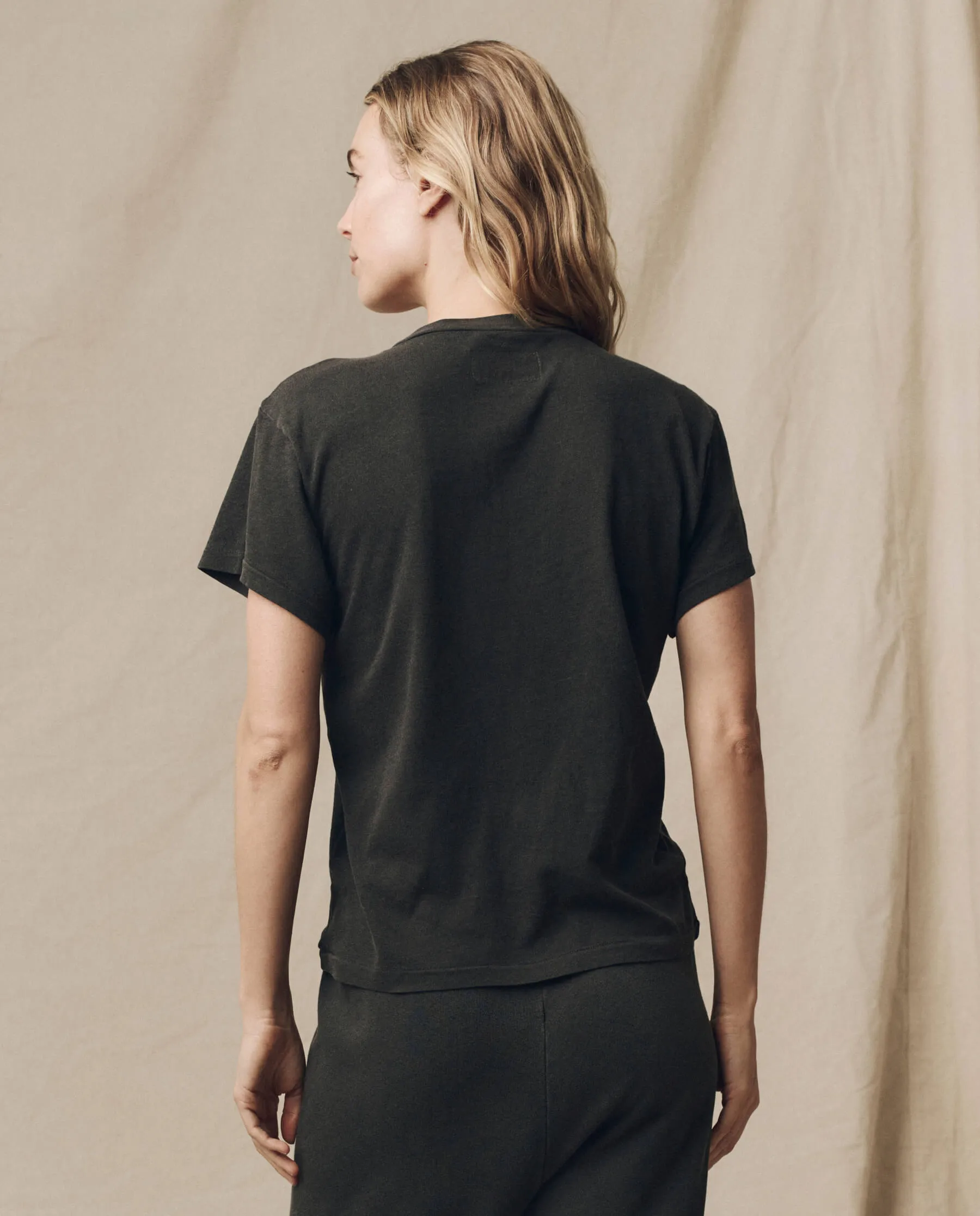 The Slim U-Neck Tee. Solid -- Washed Black